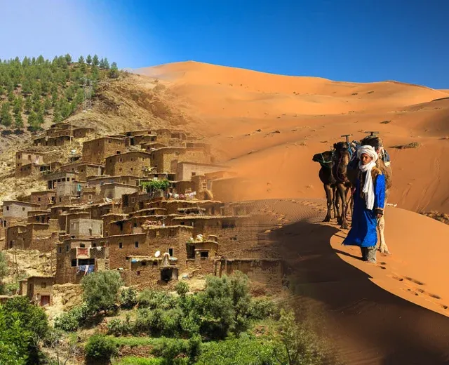 Combined Atlas Mountains and Sahara Desert tours map Morocco itineraries
